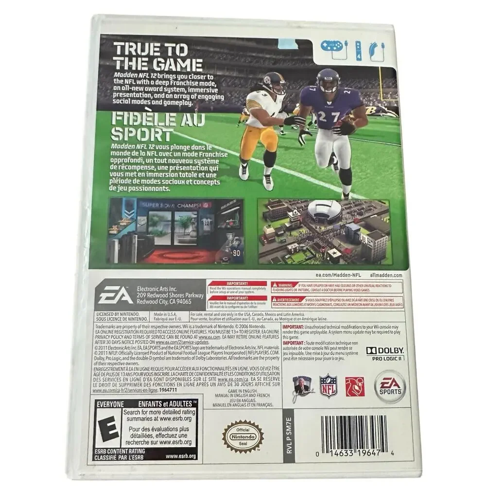 Madden NFL 12 Nintendo Wii Complete with Manual Untested Sport Football Gaming